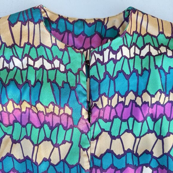 OOAK Vintage Striped Geometric Jewel Tone Handmade Maxi Kaftan W Belt Size M/L - Picture 8 of 10